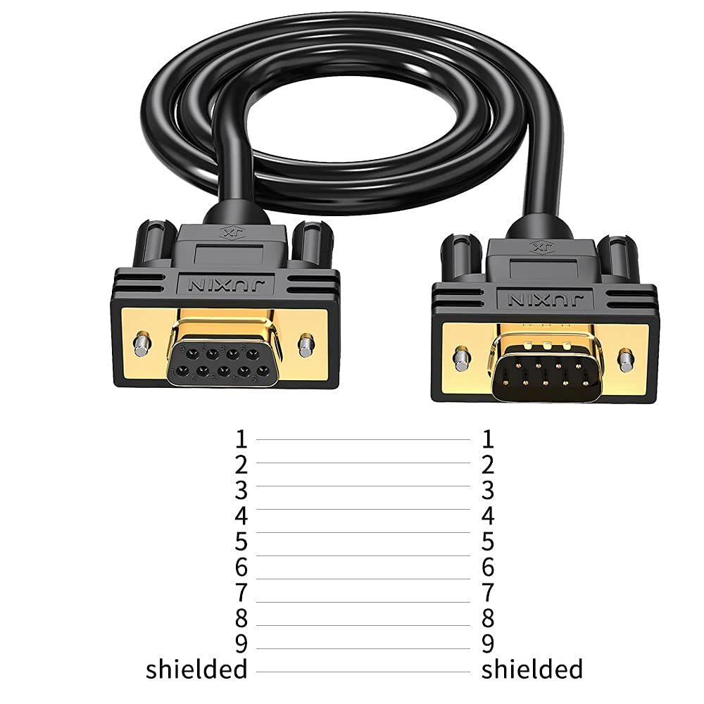 Juxinice Db9 Male To Female Extension Serial Cable 6 Foot Double Shielded With Foil And Braid, D Sub 9 Pin Rs232 Rs485 Serial Sh