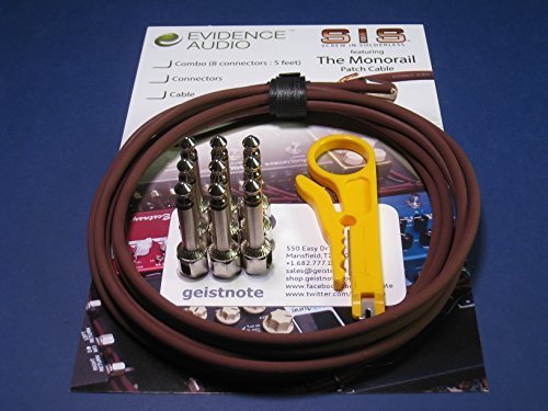 Geistnote'S Evidence Audio The Monorail, Burgundy Cable, Sis (Solderless) Pedalboard Kit   10 Sis Plugs/10 Feet Of Burgundy Mono