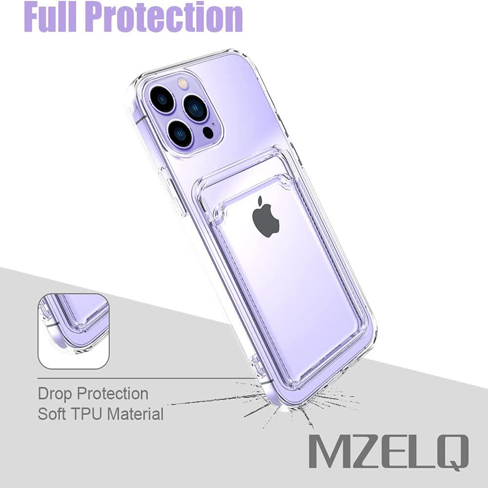 Mzelq Silicone Wallet For Iphone 14 Pro Max Case, Card Holder Camera Protection Cover For Iphone 14 Pro Max Case + Screen Protec
