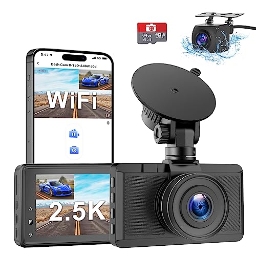 Dash Cam Front And Rear Camera, Otovoda 3Inch Screen Wifi Dash Cam, 2.5K+1080P Dash Camera For Cars, Dashboard Camera With Free 