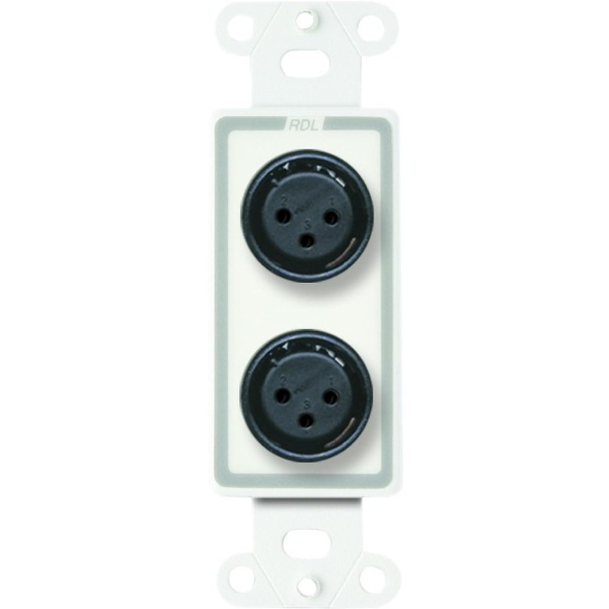 Rdl D Xlr2F Decora Wall Plate With Dual Xlr 3 Pin Female Connectors, Terminal Block Connections, White