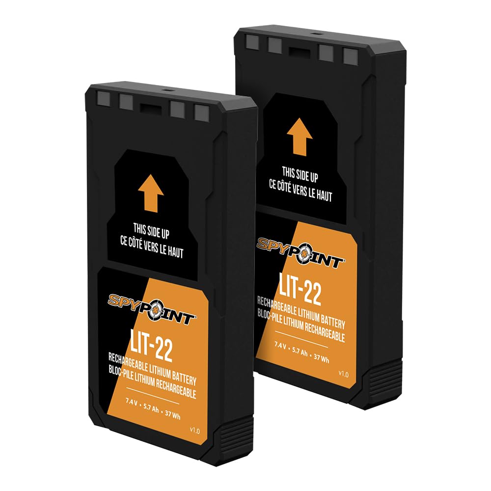 Spypoint Lit 22 Rechargeable 7.4V Lithium Battery Pack For Trail Camera With 5.4 Amp Hours And Ac Charging Cable (2 Pk)