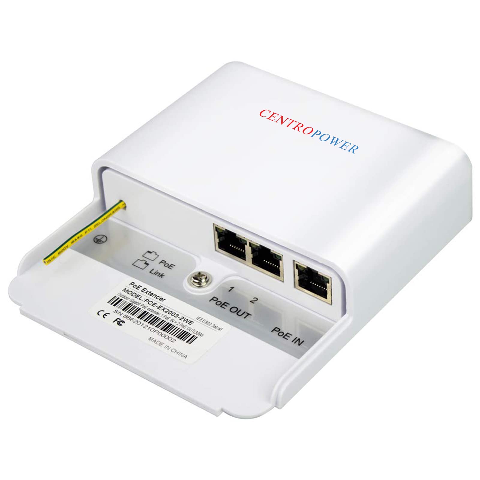 Centropower 3 Port Outdoor Poe Switch/Extender/Booster, 30W 48V 10/100/1000Mbps,Poe Passthrough Switch,Ethernet Extender,Poe Rep