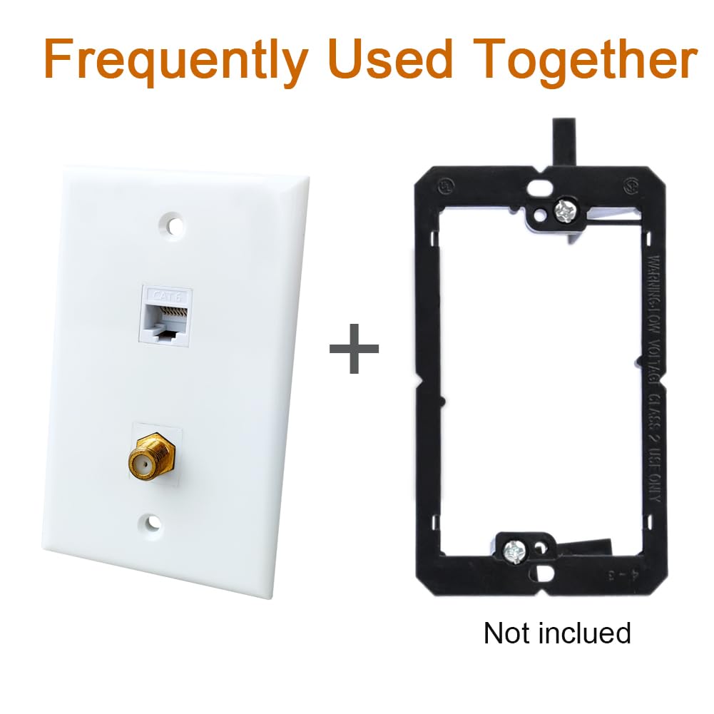 Boplat Cat6 Ethernet Coax Wall Plate Female To Female   Cat 6 Rj45 And Coaxial Outlet Cover Plate For Cat6/Cat6E/Cat5E Network C