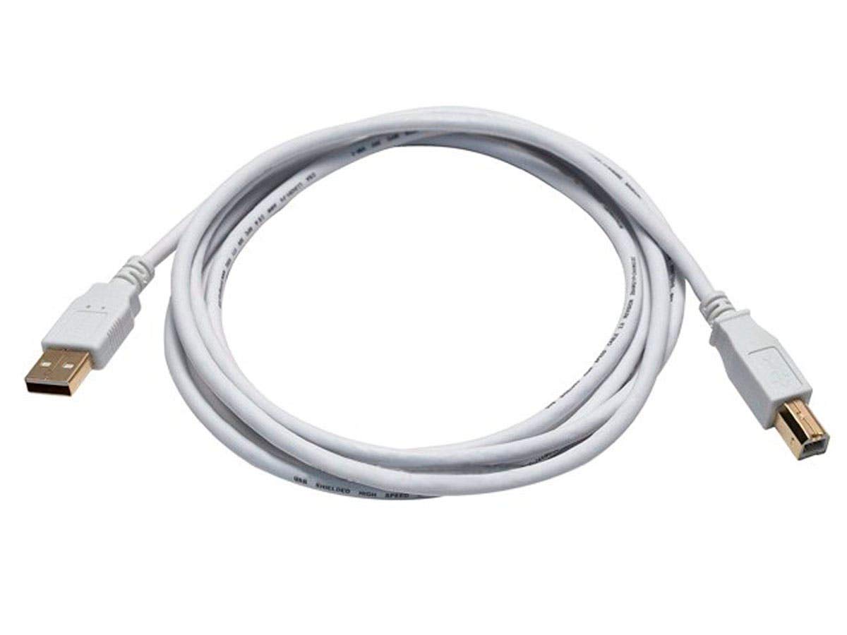 Monoprice 108616 6Ft Usb 2.0 A Male To B Male 28/24Awg Cable   (Gold Plated)   White For Printer Scanner Cable 15M For Pc, Mac,