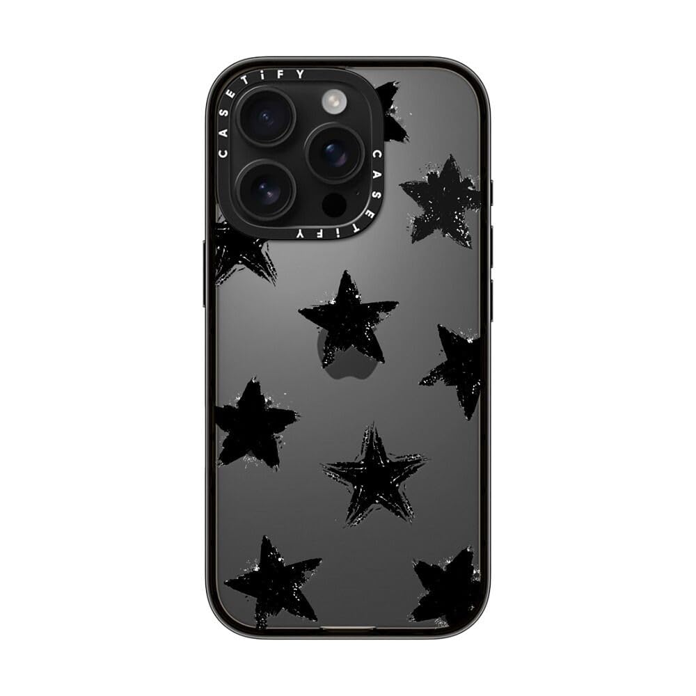 Casetify Compact Case For Iphone 16 Pro [Lightweight / 4 Ft. 2X Military Grade Drop Protection/Slim]   Star Marks   Clear Black