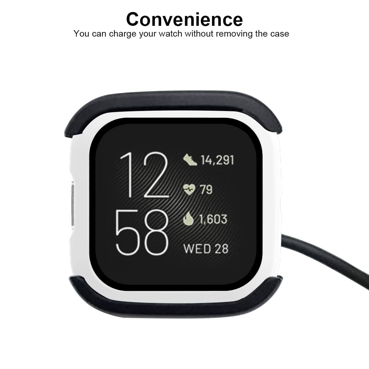 Rc-Z Screen Protector Case For Fitbit Versa 2, Hard Matte Pc Bumper Full Face Glass Protective Cover For Fitbit Versa 2 Smartwat