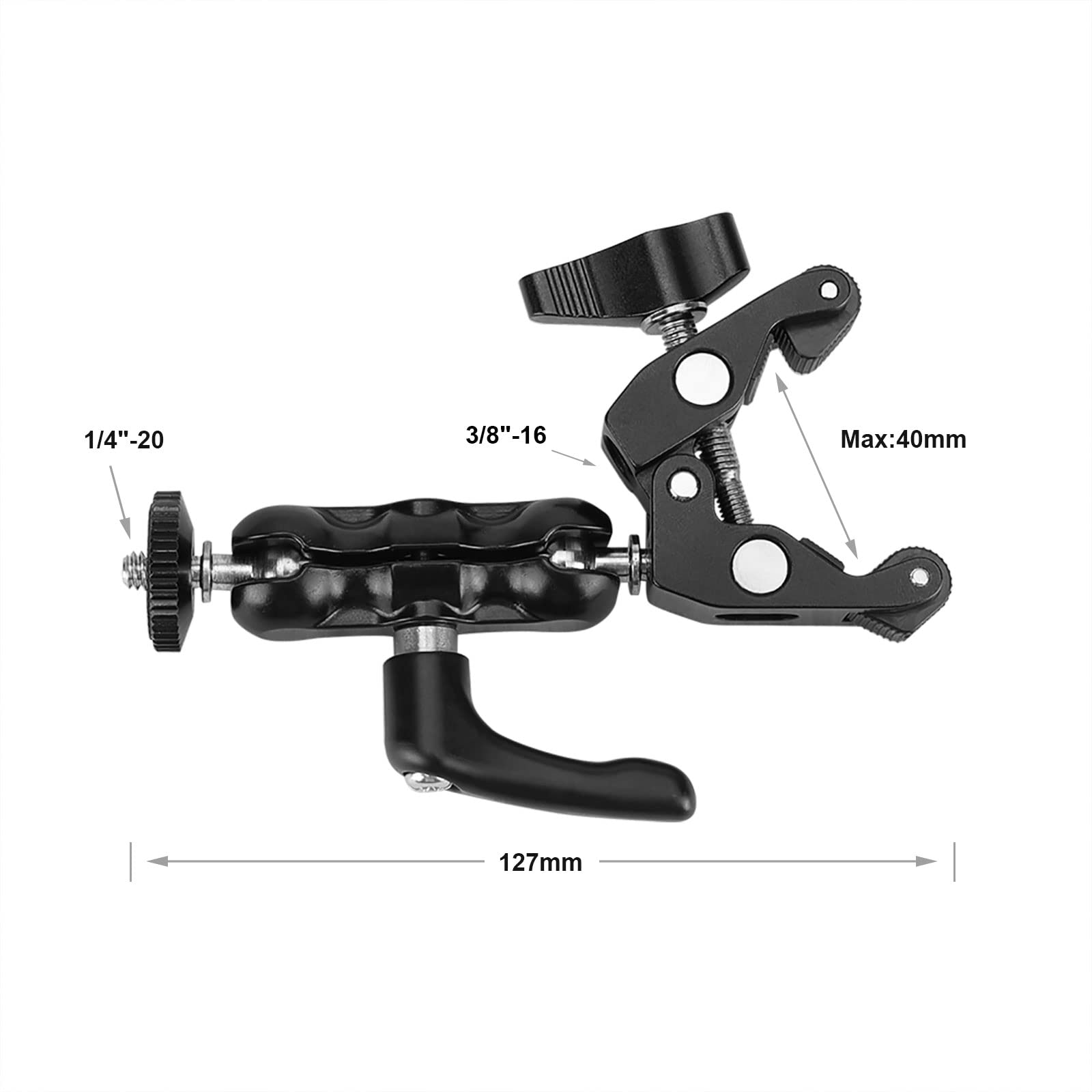 Szrig Multi Functional Ballhead Clamp Magic Arm Adapter With Bottom Clamp Super Robust Central Lock Knob(Black)