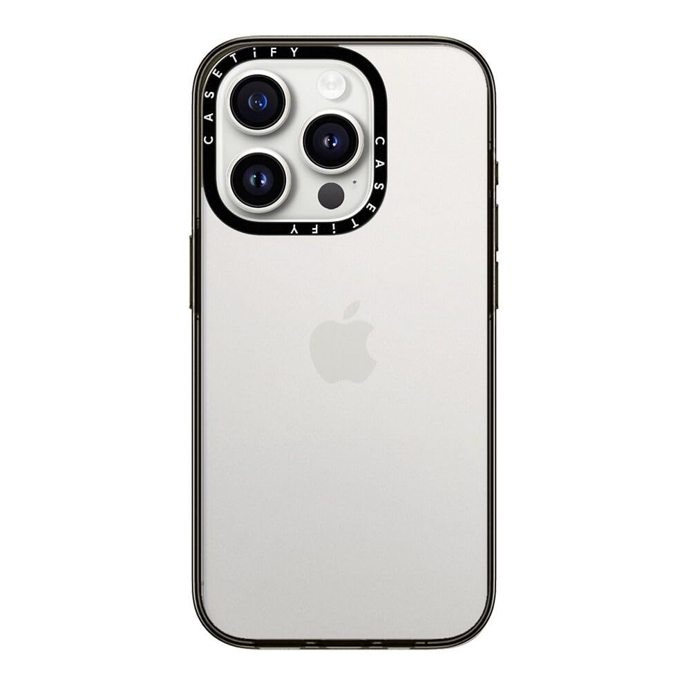 Casetify Compact Case For Iphone 15 Pro [2X Military Grade Drop Tested / 4Ft Drop Protection]   Clear Black