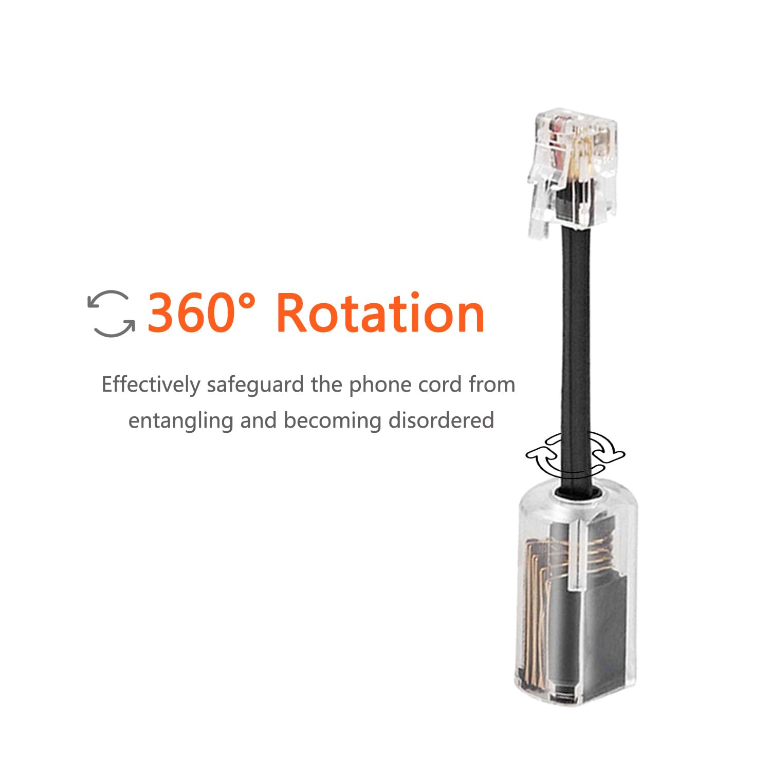 Lativu Phone Cord Detangler For Desk Phone, 10 Pack 360 Degree Rotating Telephone Cord Detangler Swivel Cord, No Tangle Phone Co