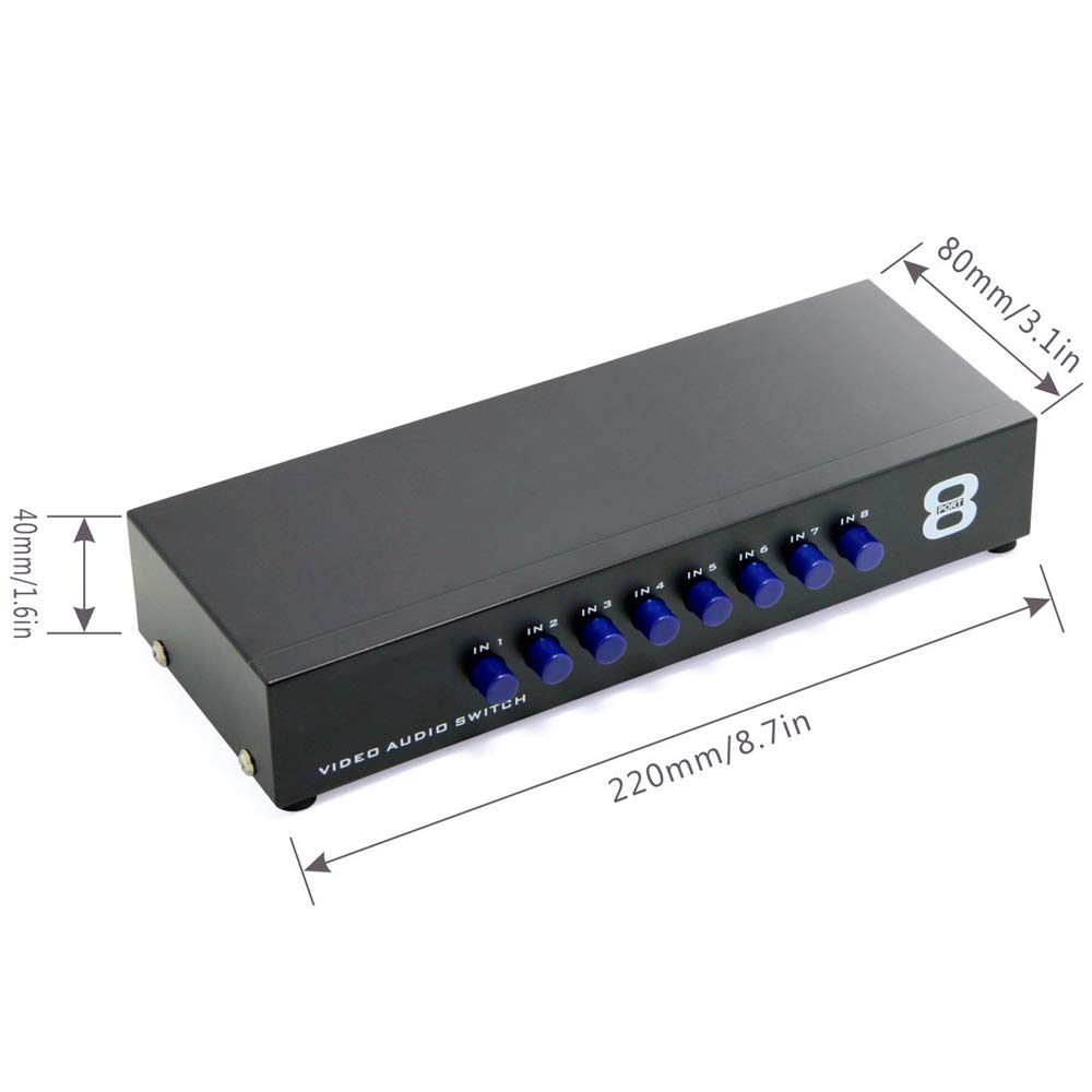 Panlong 8 Way Av Switch Rca Switcher 8 In 1 Out Composite Video L/R Audio Selector Box For Dvd Stb Game Consoles