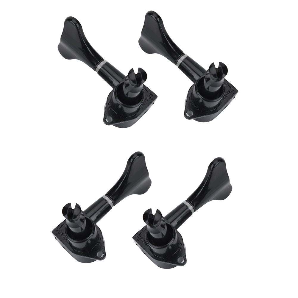 4Pcs Tuning Pegs, 2L 2R Black Closed Zinc Alloy Machine Heads String Tuners For Electric Bass