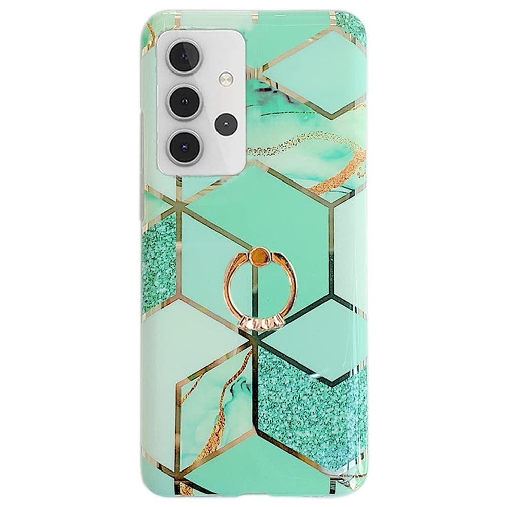 Qokey Compatible For Samsung Galaxy A32 5G Case(Not Fit A32 4G),Bling Cute Marble 360