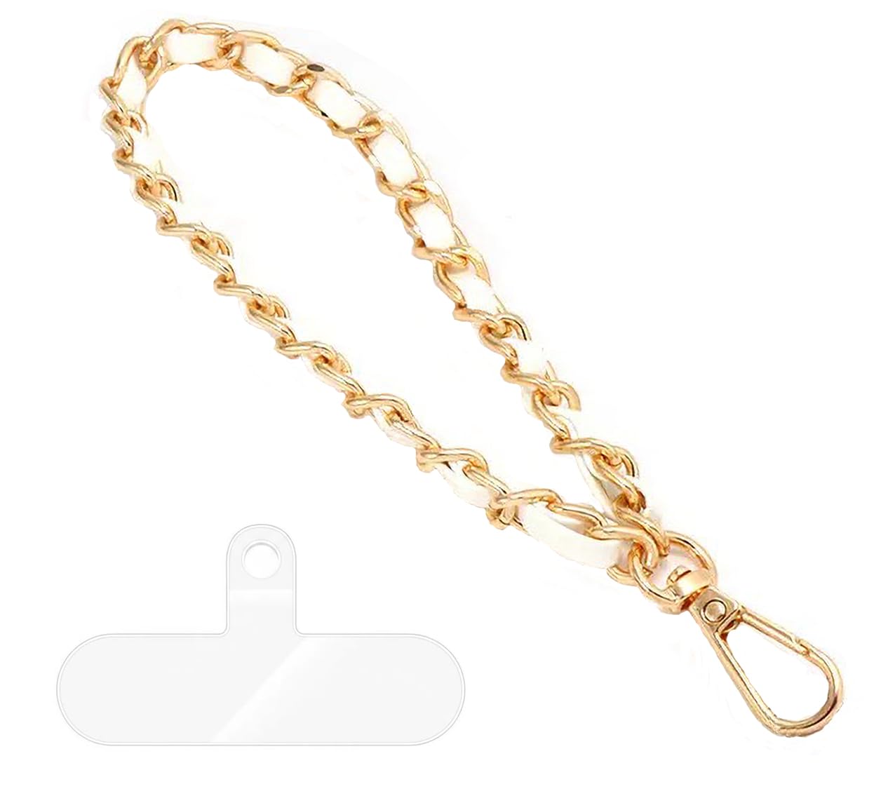 JNEWIN Phone Wrist Strap for Women & Moms, Metal Chain & Leather Phone Lanyard with Tether Tab, Hands-Free Wristlet Bracelet