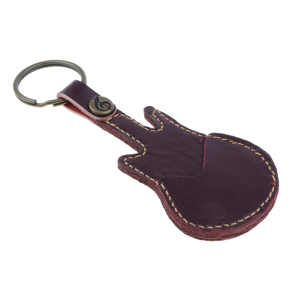 Optimuss Soft Leather Guitar Pick Holder Plectrum Case Bag Guitar Shape Design 10 X 5Cm