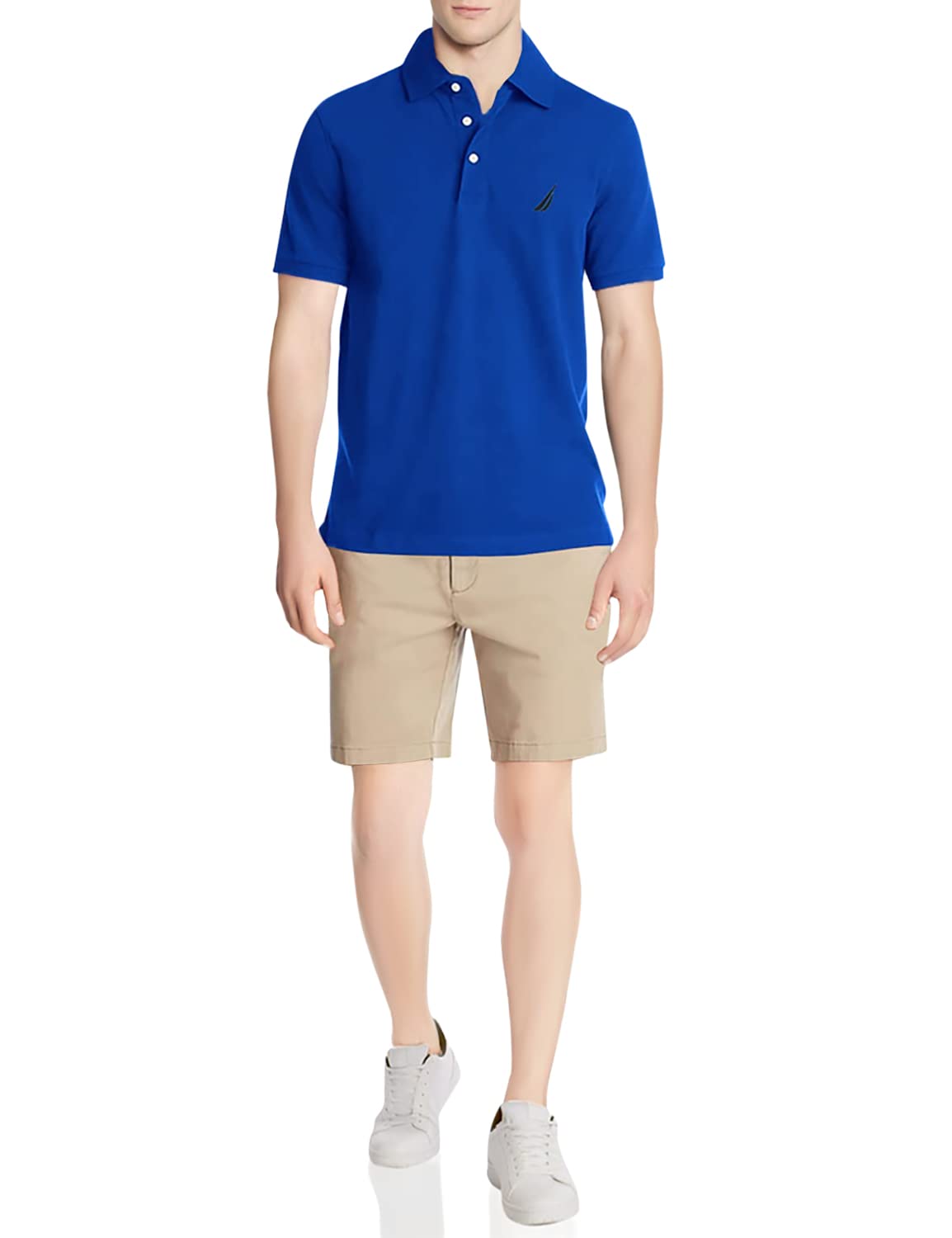 Nautica Mens Short Sleeve Solid Stretch Cotton Pique Polo Shirt, Bright Cobalt, Xx Large