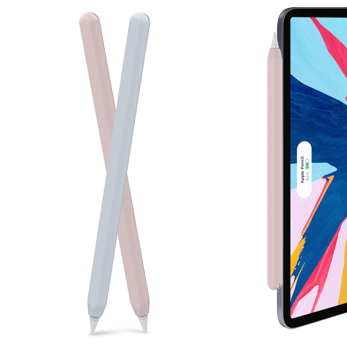 Ahastyle Ultra Thin Sleeve Silicone Skin Cover Compatible With Apple Pencil 2Nd Generation, Ipad Pro 11 12.9 Inch 2 Pack (Light