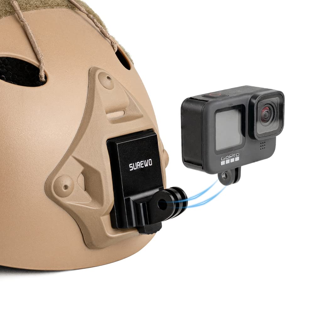 Surewo Aluminum Nvg Mount Compatible With Gopro Hero 13/12/11/10/9/8/7/6/5 Black, Tactical Helmet Nvg Mount Compatible With Dji Osmo Action 5 Pro/4/3/2,Insta360 One R/Crosstour And Most Action Cameras