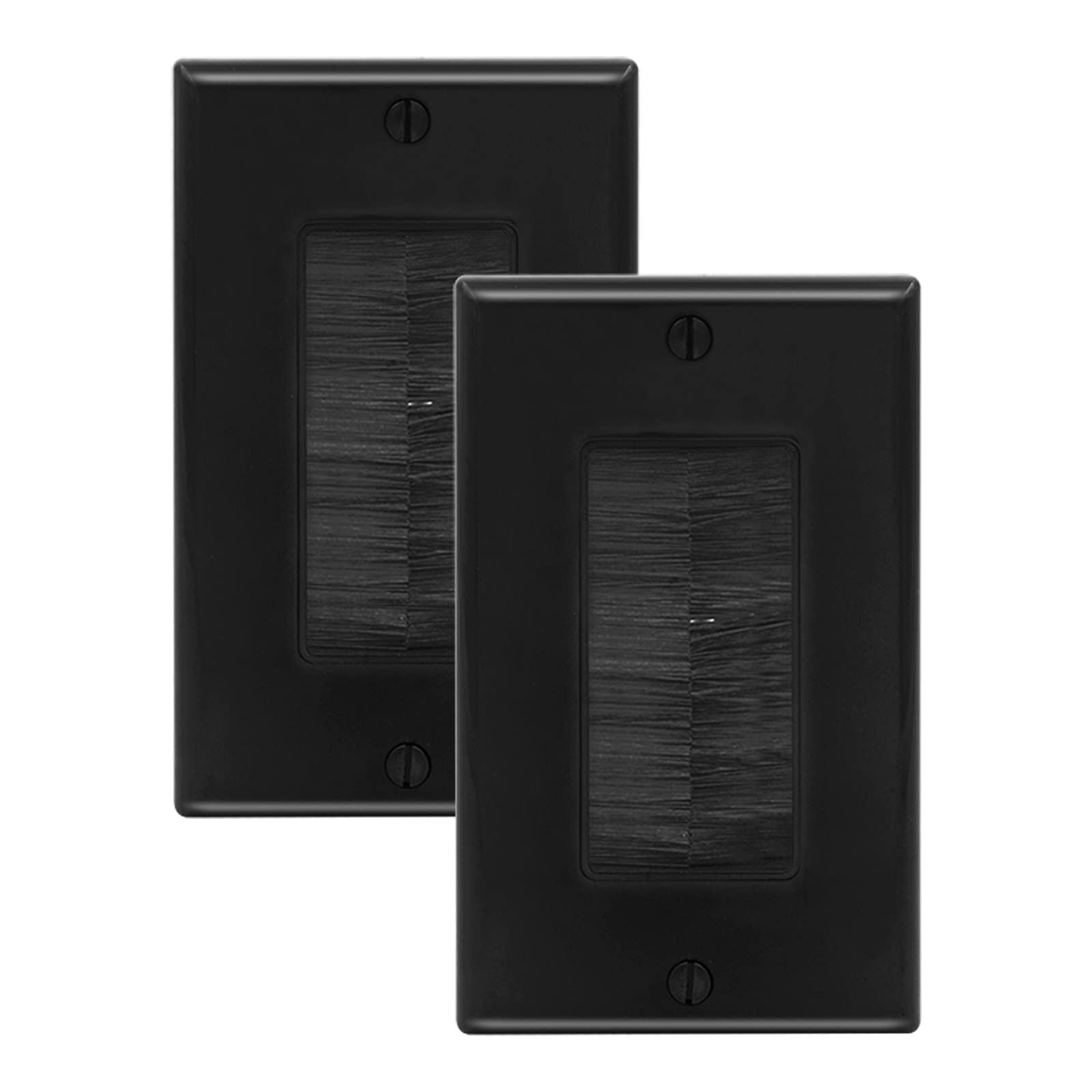 Leenue Brush Wall Plate, Single Gang Wall Plate Cable Pass Through For Low Voltage Wires, Cord Hider For Wall Mount Tv, 2 Pack,