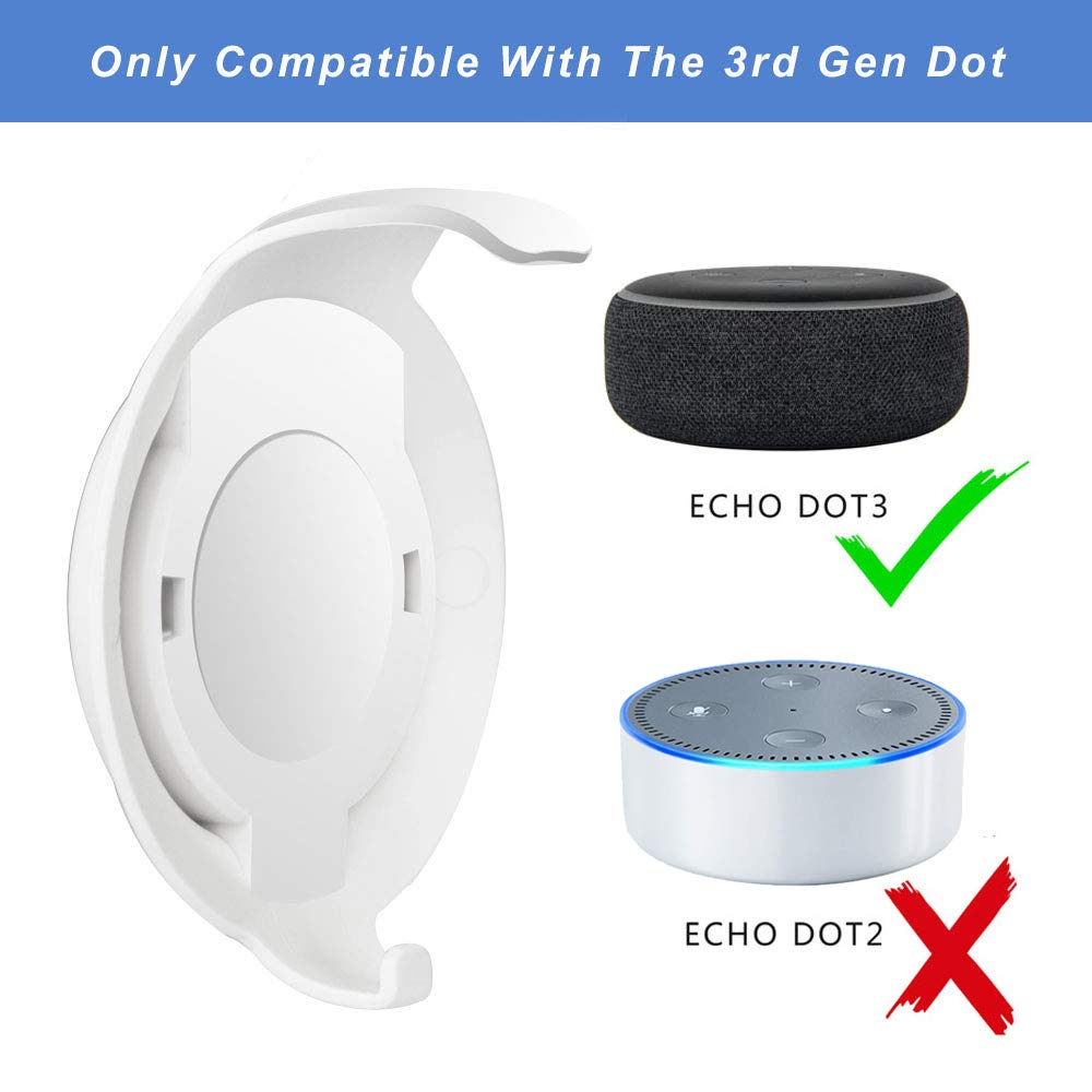 Wideplore Echo Dot Wall Mount Holder For Echo Dot 3Rd Generation, Built In Cable Management Space Saving Accessories For Dot(3Rd