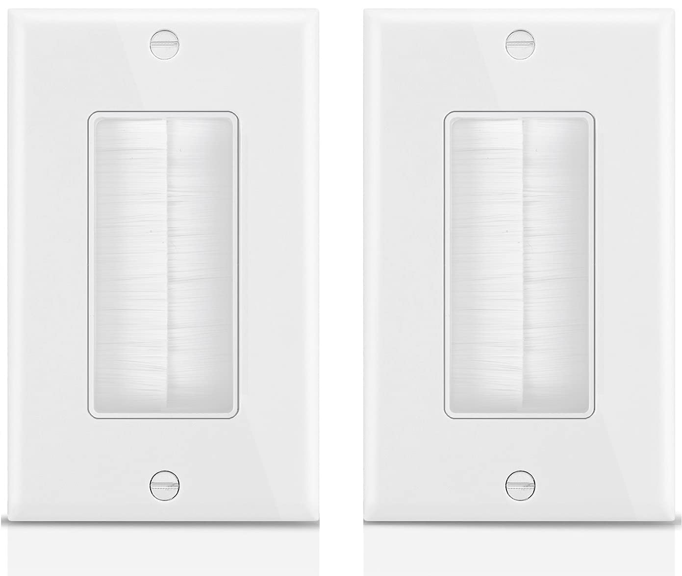 Tedgetal Single Brush Wall Plate 2 Pack,Single Gang Faceplate Cable Pass Through Insert Wall Socket For Hdtv, Hdmi, Network, Coa