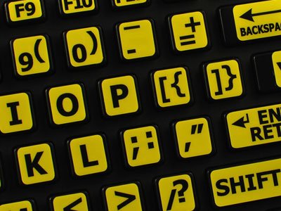 English Us Large Lettering Keyboard Sticker (Upper Case) Yellow Background For Desktop, Laptop And Notebook (Manufactured 4Keybo