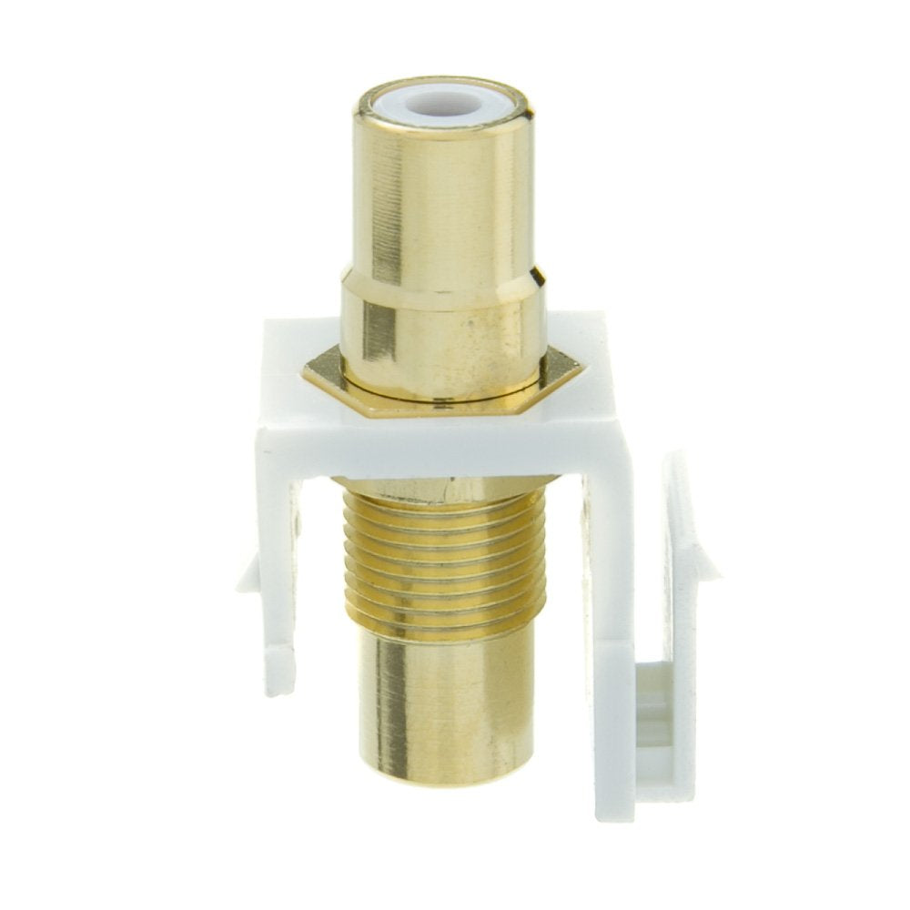 Cablewholesale Gold Plated Rca Female To Rca Female, White Rca Coupler Adapter With White Keystone Insert, White Rca Jack Connec