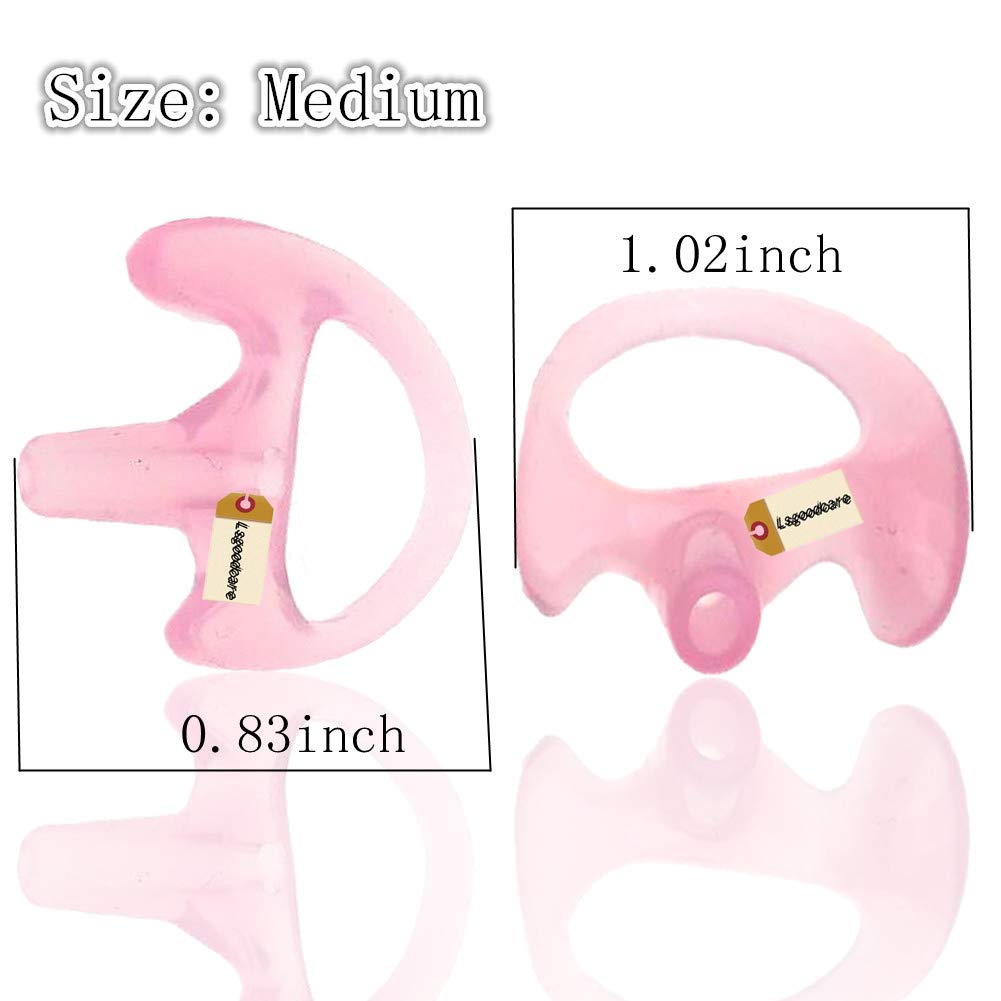 Lsgoodcare 24Pcs Replacement Earmold Earbud Left Ear For Two Way Radio Acoustic Coil Tube Earpiece   Silicone Walkie Talkie Earmould Ear Buds Pink Small Medium Large, Soft Ear Piece