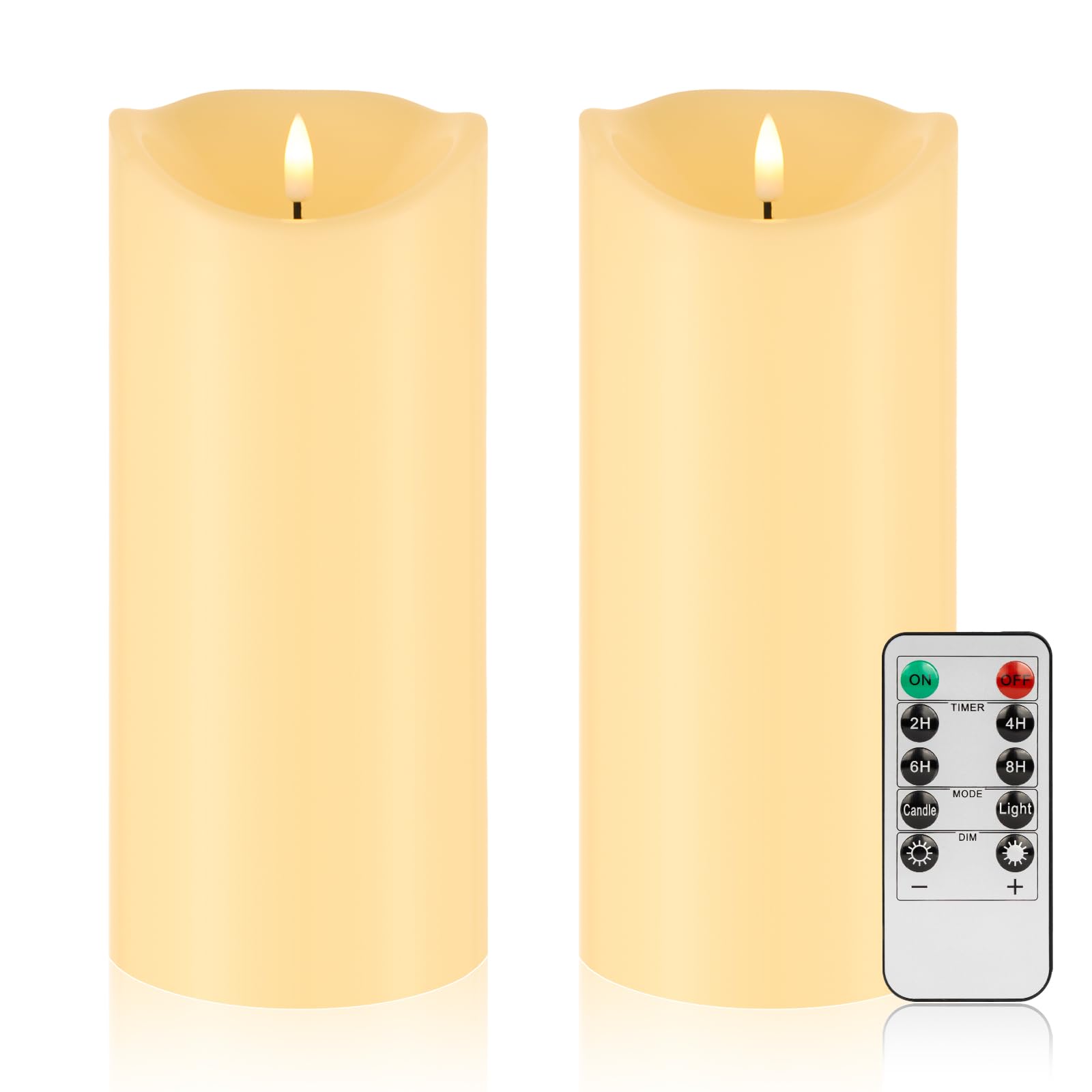 Mingfuxin Outdoor Flameless Candles With Remote   4  9    Large Waterproof Battery Operated Candles With Timer, Flickering Led P