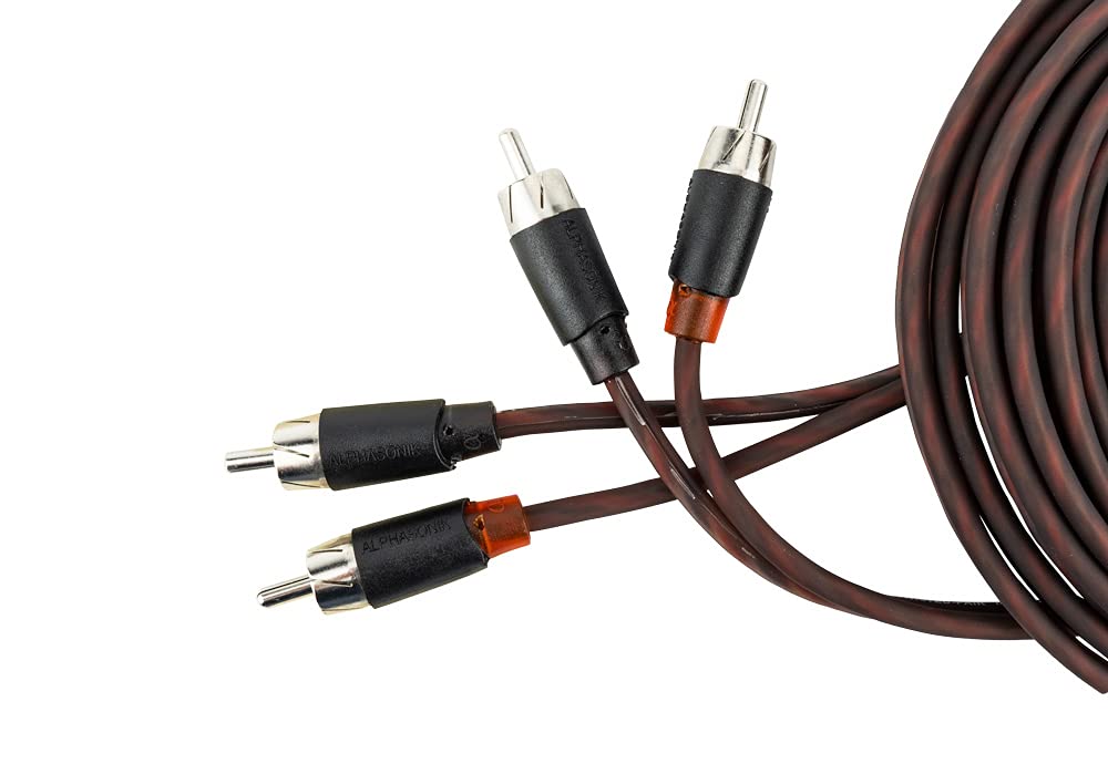 Alphasonik 15 Feet Premium 2 Channel Hyper Flex Rca Interconnect Signal Patch Audio Cable With X Radial Twist Wire Technology 10