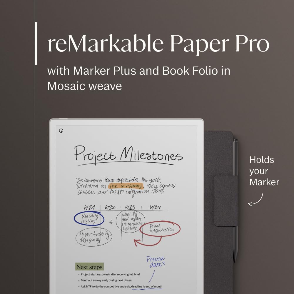 Remarkable Paper Pro Bundle   Mosaic Weave | Includes 11.8    Remarkable Paper Tablet, Marker Plus Pen With Eraser, And A Book F