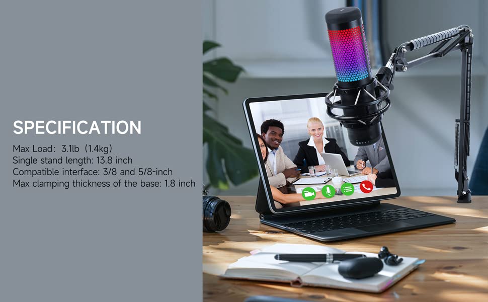 Mic Arm For Hyperx Quadcast - Professional Boom Arm Compatible With Hyperx Quadcast S And Quadcast Microphone, Adjustable Scisso