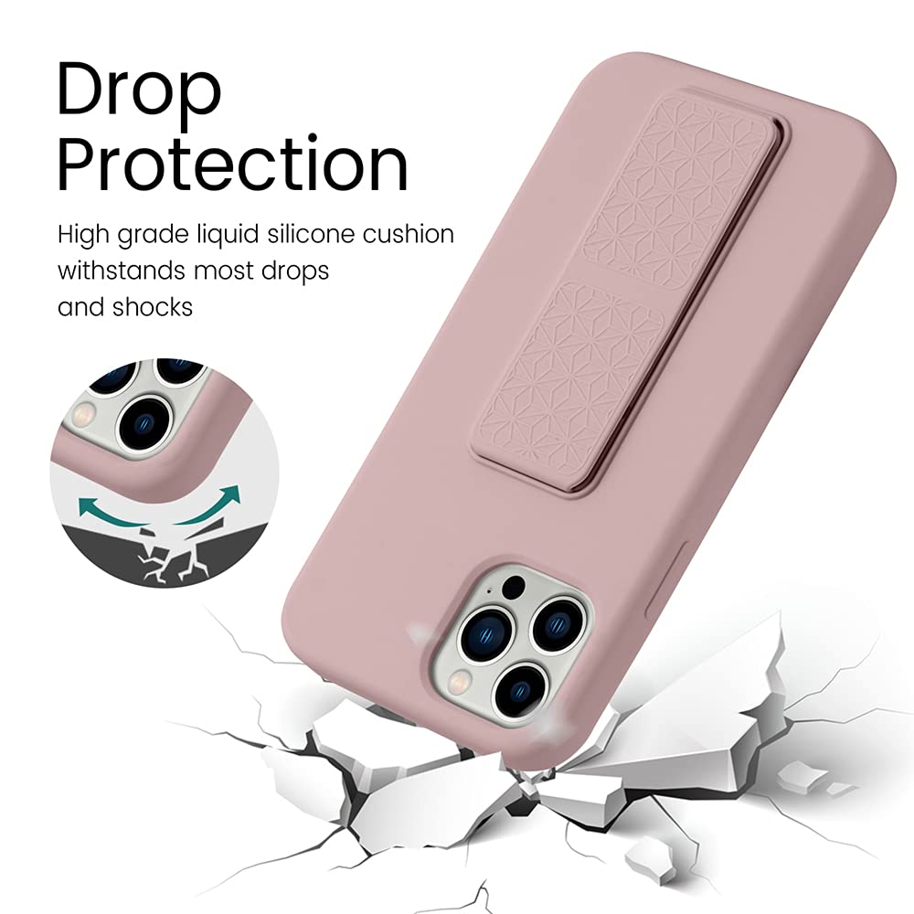 Laudtec Silicone Kickstand Case Compatible With Iphone 13 Pro Max Case Vertical And Horizontal Stand Hand Strap Kickstand, Flexi