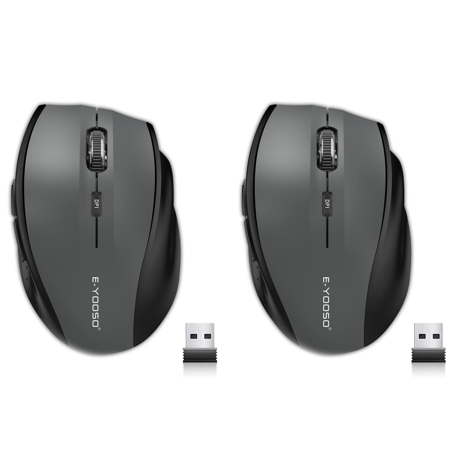 E Yooso Wireless Mouse, 2Pcs Computer Mouse 18 Months Battery Life Cordless Mouse, 5 Level 4800 Dpi,2 Wireless Mice, 2.4G Portab