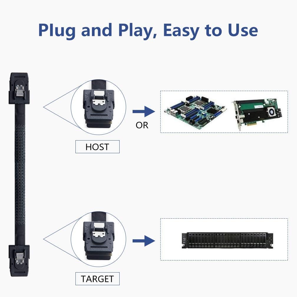10Gtek Sff-8087 To Sff-8087 6G Internal Mini Sas Cable For Server Backplane/Raid Card, Hot-Swap Ready With Sata Compatibility, 1