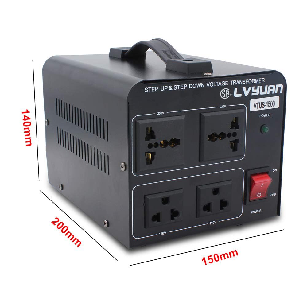 Cantonape Voltage Transformer Converter 1500 Watt Step Up/Down Convert From 110 120 Volt To 220 240 Volt And From 220 240 Volt T