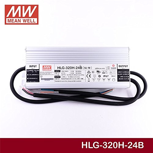 Mean Well Hlg 320H 24 Power Supply, Switching, Single Output, 320 W, 24V At 13.3 A, 8.86' L X 2.67' W X 1.52' H