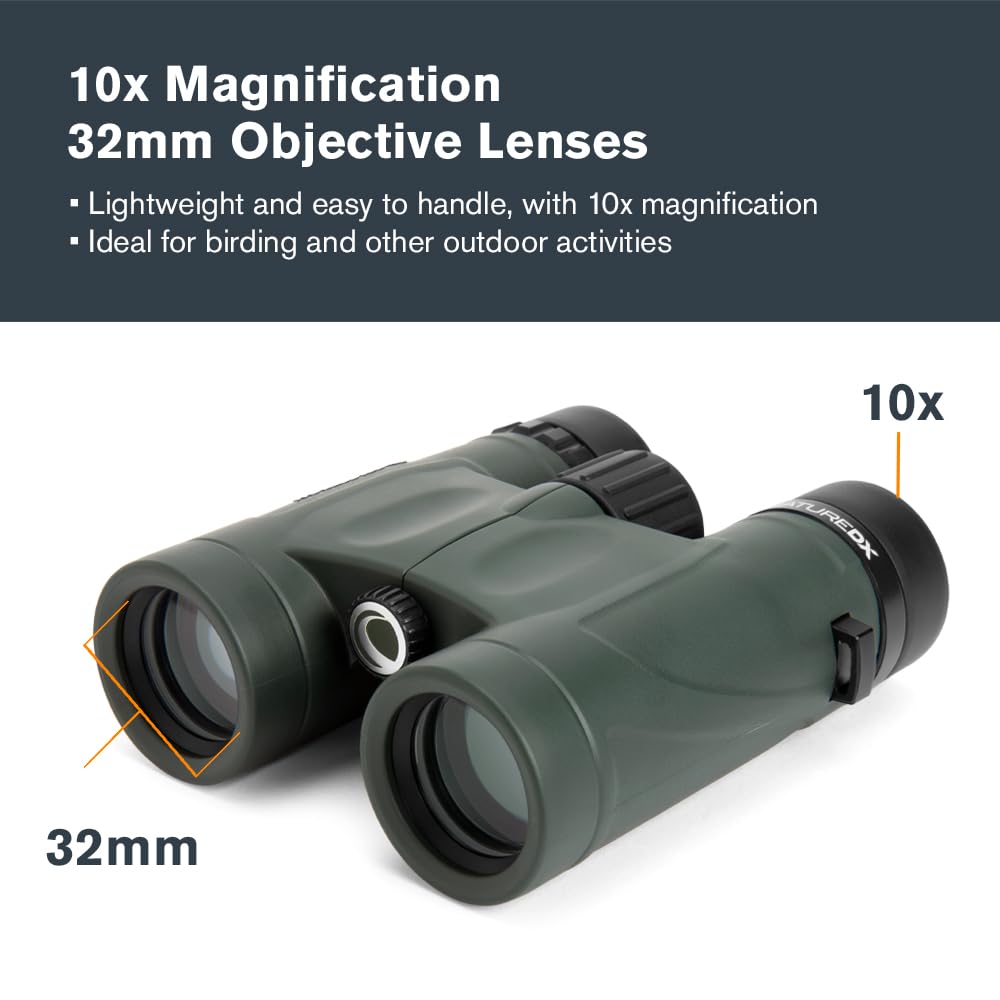 Celestron - Nature Dx 10X32 Binoculars - Ideal For Birding And Outdoors - 32Mm Objective Lenses - Wide 7.4 Field Of View - Bak-4