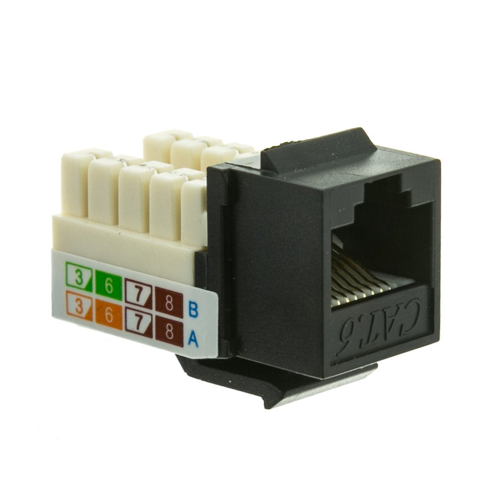Cablewholesale Cat6 Keystone Jack, Black, Rj45 Female To 110 Punch Down