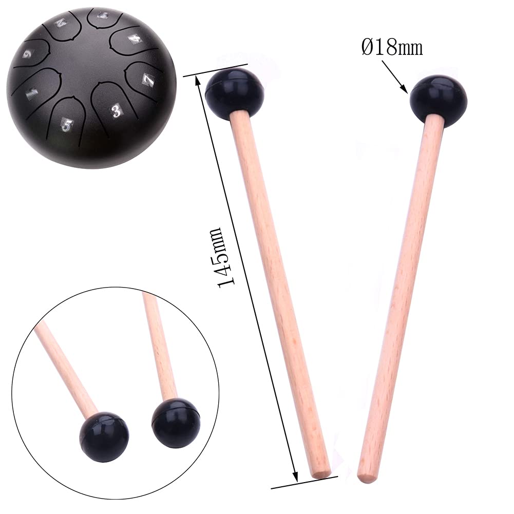 2Pcs Bell Mallets Wooden Drum Sticks Black Rubber Xylophone Mallet Percussion With Wooden Handle Instruments Kids/Student/Beginn