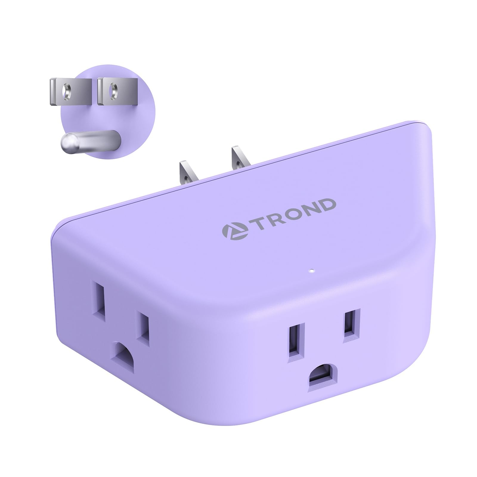 Trond Purple Outlet Extender   Plug Splitter With 3 Prong Grounded Sockets, 3 Way Angled Outlet Adapter, Wall Plug Expander, Cru
