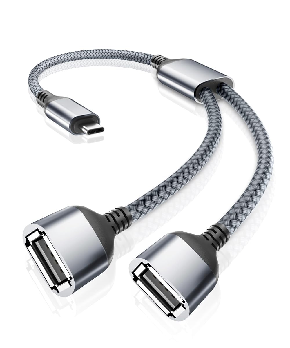 Usb C Otg Splitter Y Cable 1M,Type C To Dual Usb 2.0 Adapter,C Male To Double Female Converter Split 2 In 1 Cord For Iphone 16 15,Macbook,Ipad 10 Mini 6 Air 4 5,Galaxy S24 S23 21 20 Z Flip Fold Tab S8