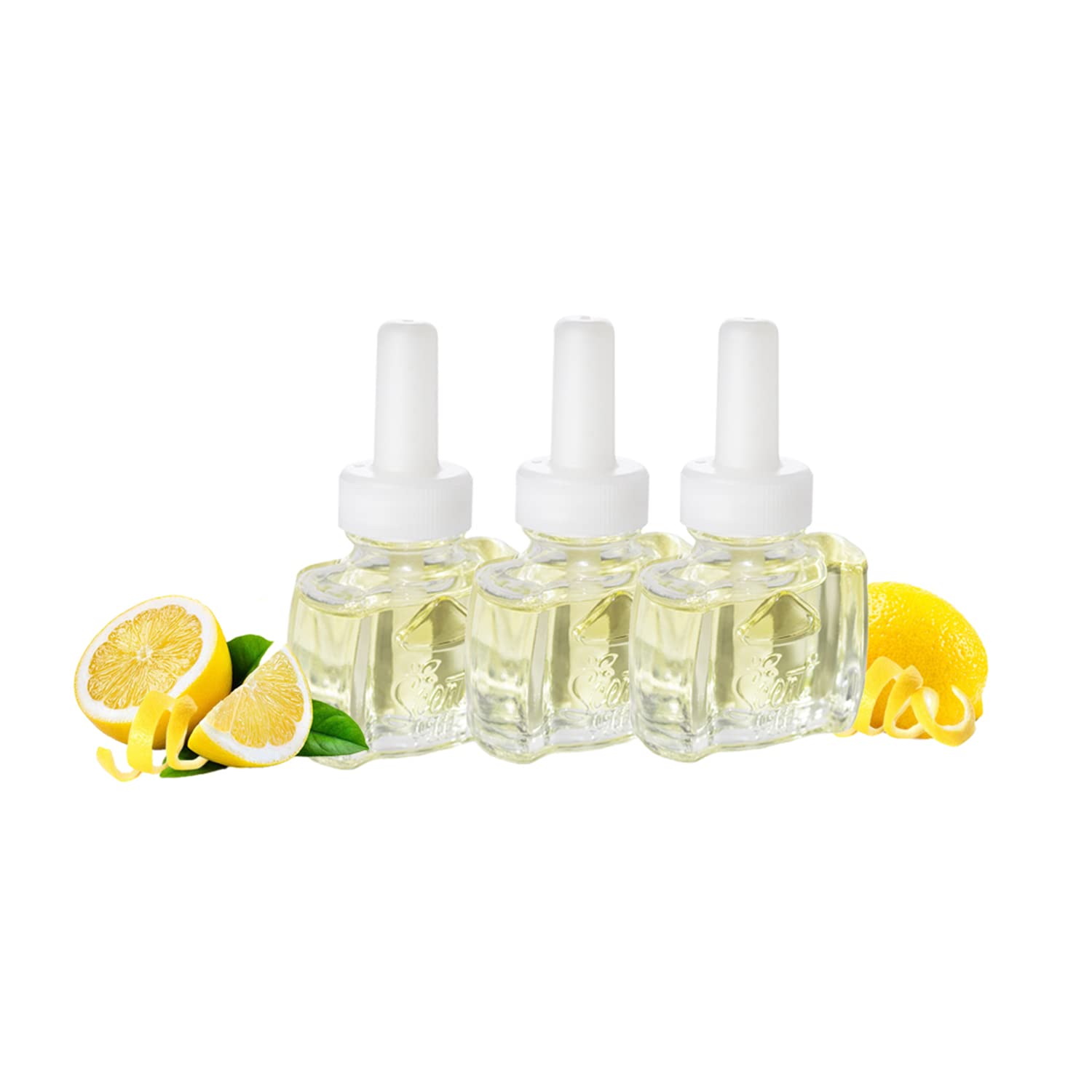 Scent Fill 100% Natural Lemon & Citrus Plug In Air Freshener, Scented Oil Refills, 3 Refills