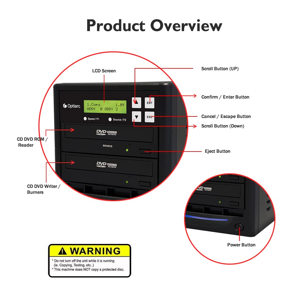 Optiarc 1 To 1 24X Burner M Disc Support Cd Dvd Duplicator   Standalone Copier Duplication Tower Opt S1T Dvd Bk