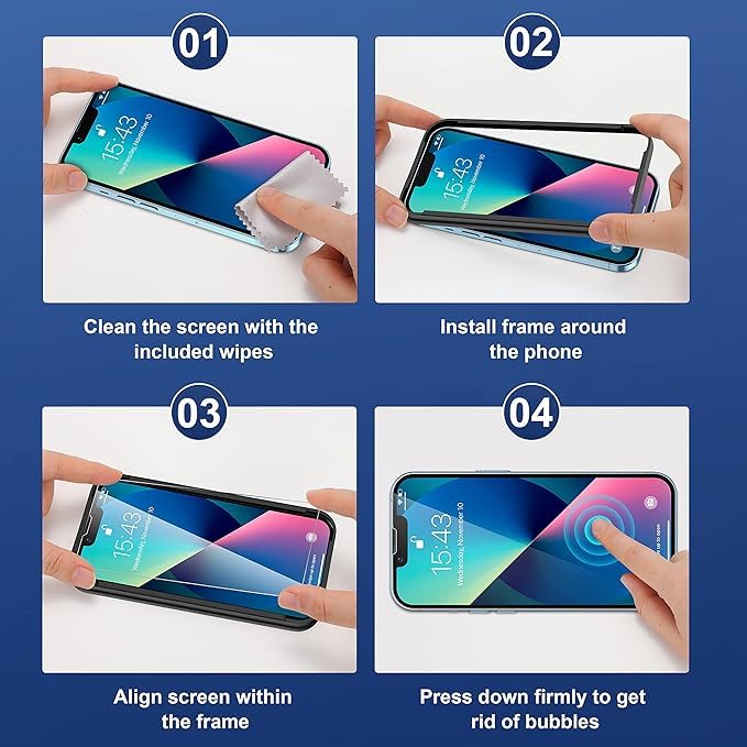 Impactstrong Shatterproof Tempered Glass Screen Protector For Iphone 14 [Easy Installation Frame] [Bubble Free] [9H Hardness] [F