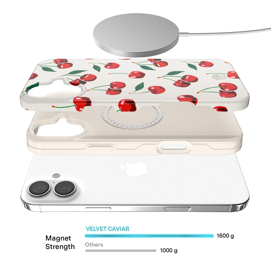 Velvet Caviar For Iphone 16 Plus Case Cherry   Compatible With Magsafe [8Ft Drop Tested]   Red Cherries