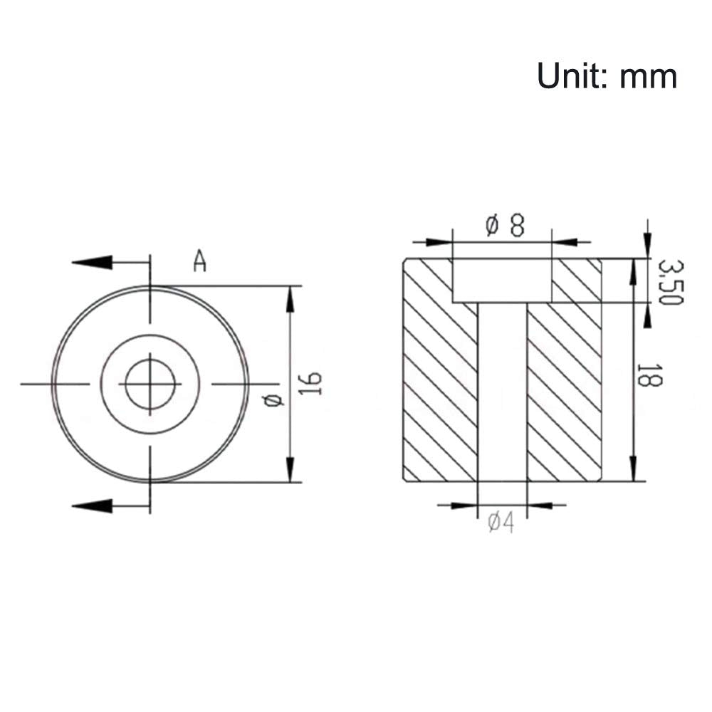 Zeberoxyz 3Pcs Black 18Mm+1Pcs 16Mm High Heatbed Silicone Leveling Column Solid Mounts Parts,Solid Bed Mount Stable Tool Heat Re