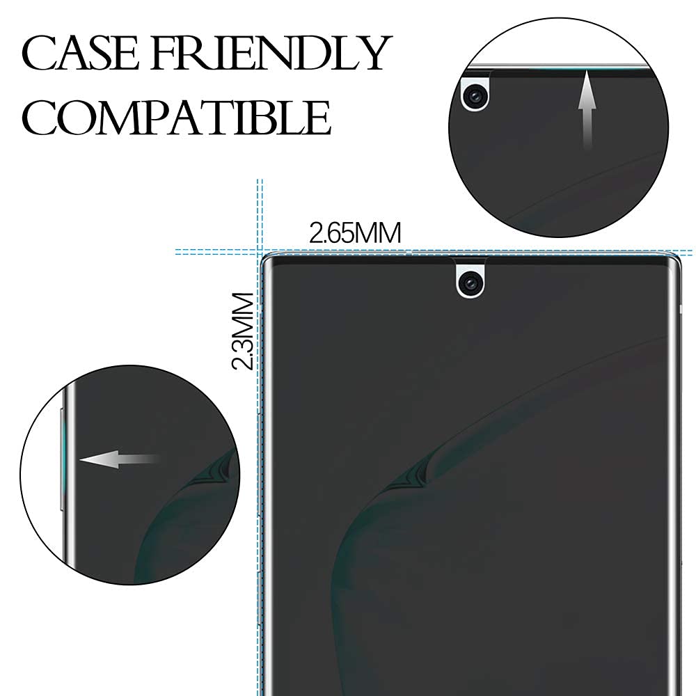 [2 Pack] Lywhl For Samsung Note 10 Privacy Screen Protector, Anti Spy Flexible Film Full Adhesive Screen Protector For Galaxy No