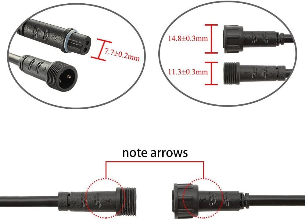 Sumaote 6.56Ft 2M 2Pin Extension Cable Wire With Male And Female Connectors At Both Ends For Single Color Led Deck Light