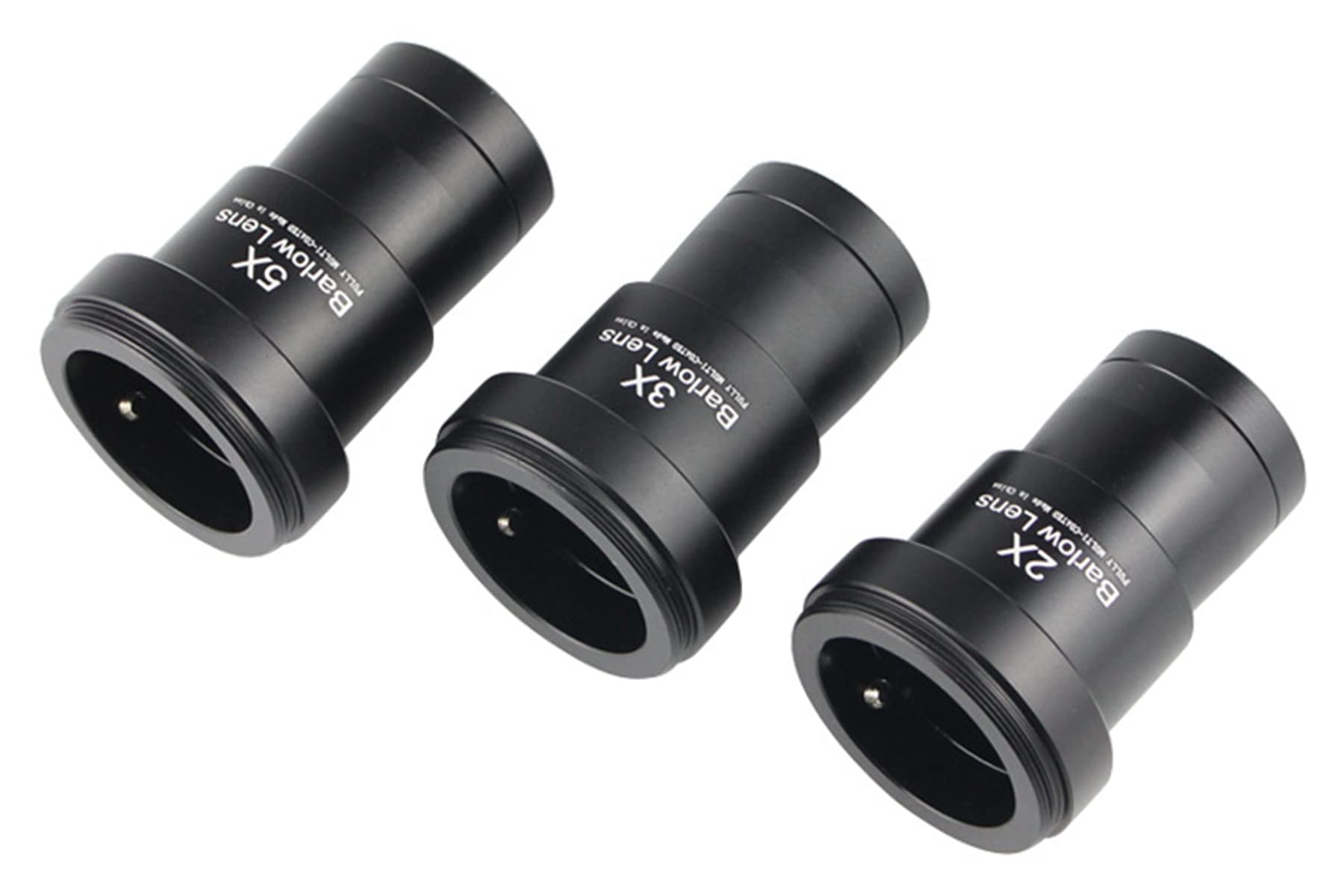 Telescope Barlow Lenses Kit 2X 3X 5X, 1.25 Inch Telescope Accessory, Fully Metal Multi Coated Broadband Green Film Barlow Lens F
